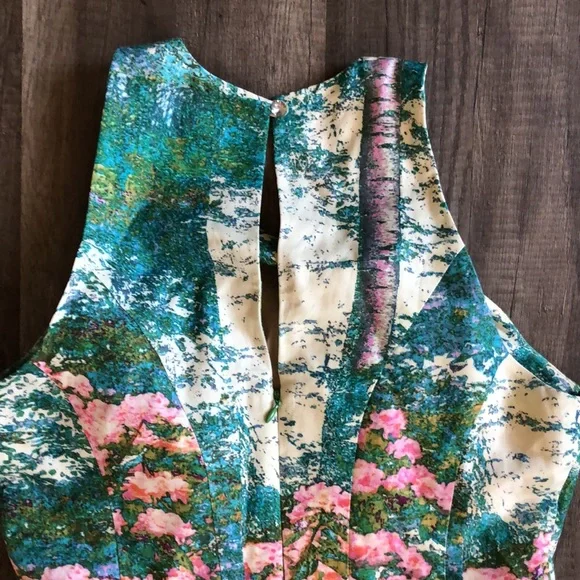 Anthropologie Tracy Reese Impressionist Green Floral Abstract Dress 8 - Picture 10 of 12